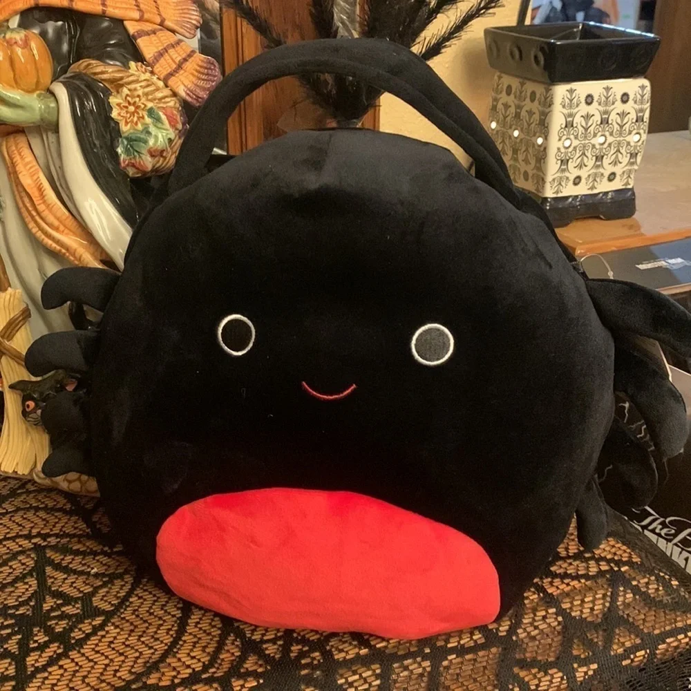 12” Bella Squishmallow Treat Pail Halloween Eight Legged Black Spider! NWT